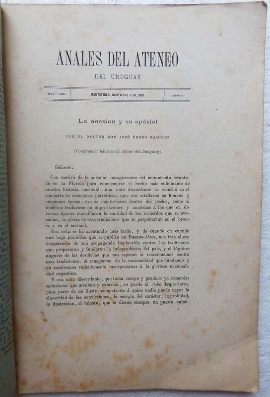 Revista Anales Del Ateneo Del Uruguay, Publicación Mensual de 1881 - imagen 2