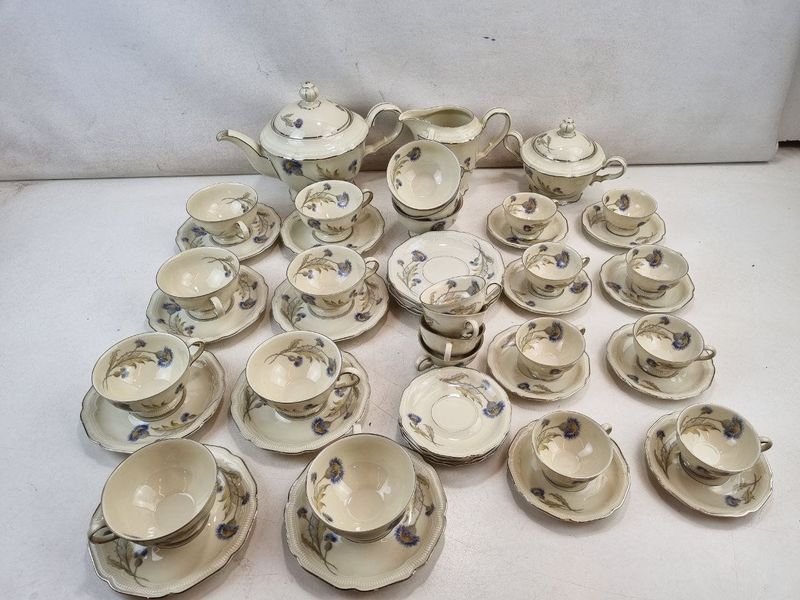 Juego de Té y Café Hutschenreuther LHS Bavaria Weimar Porcelana Alemana Flores Azules