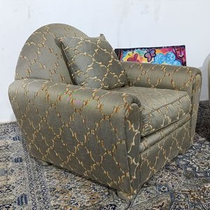 Par de Sillones de 1 Cuerpo Tapizados en Tela Gris con Bordado - imagen 3