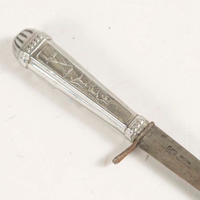 Cuchillo mango metal labrado con hoja Mora gastada - imagen 2