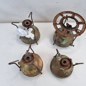 Lote de 4 Anafe Querosene Metal Vintage con Pátina de Época - imagen 4