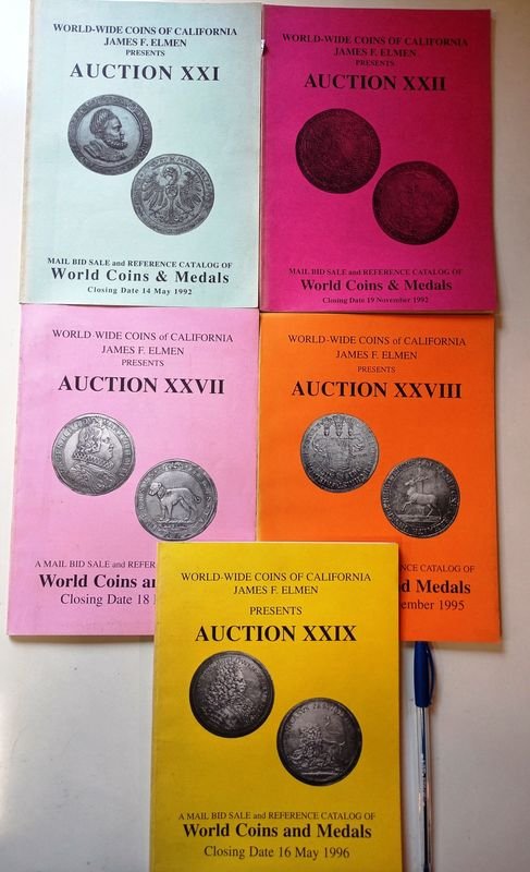 5 Catálogos de Monedas Americanas "World-Wide Coins of California" - Años 90