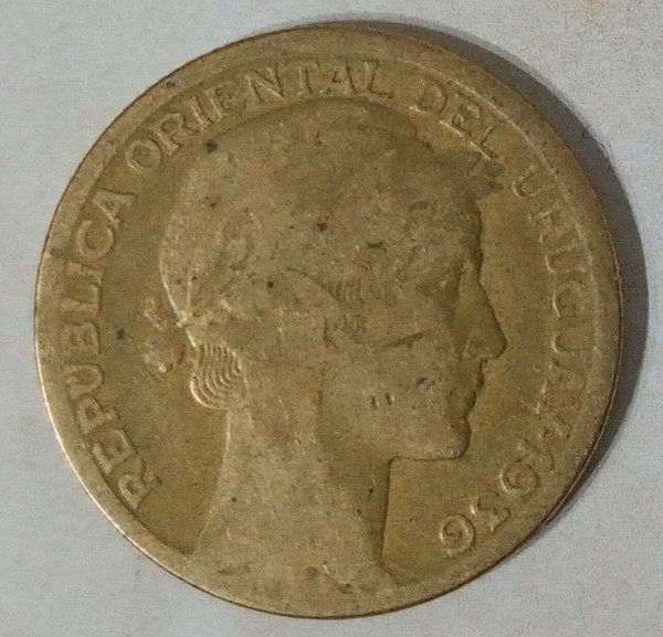 Moneda Conmemorativa Uruguay 10 Centésimos 1936 Puma Bronce - imagen 1