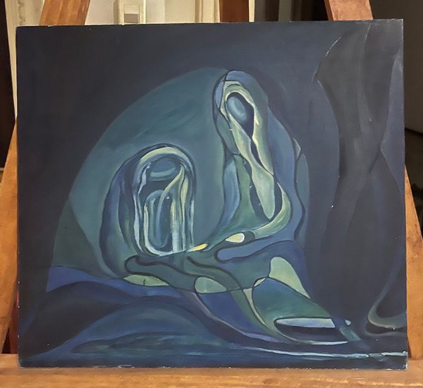 Óleo sobre cartón "Figura abstracta" por S. Palas - imagen 1