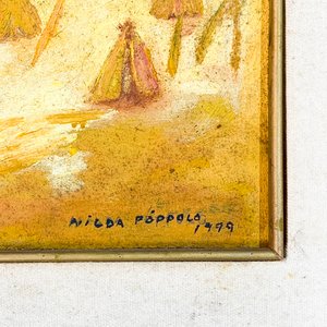 Cuadro al óleo "Campestre con campesinos" firmado Nilda Poppolo (1999) - imagen 3
