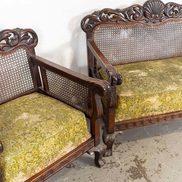 Muebles de living renacimiento tallados en madera - imagen 2