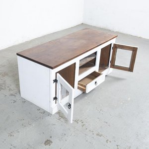 Rack Rústico Blanco con Puertas Vidriadas y Cajón - imagen 3