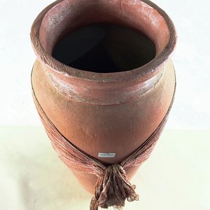 Jarrón de Cerámica Rosado con Detalle de Tela - imagen 2
