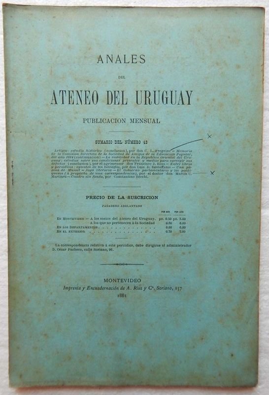 Revista Anales Del Ateneo Del Uruguay, Año IV - Tomo VIII - Marzo, 5 de 1885