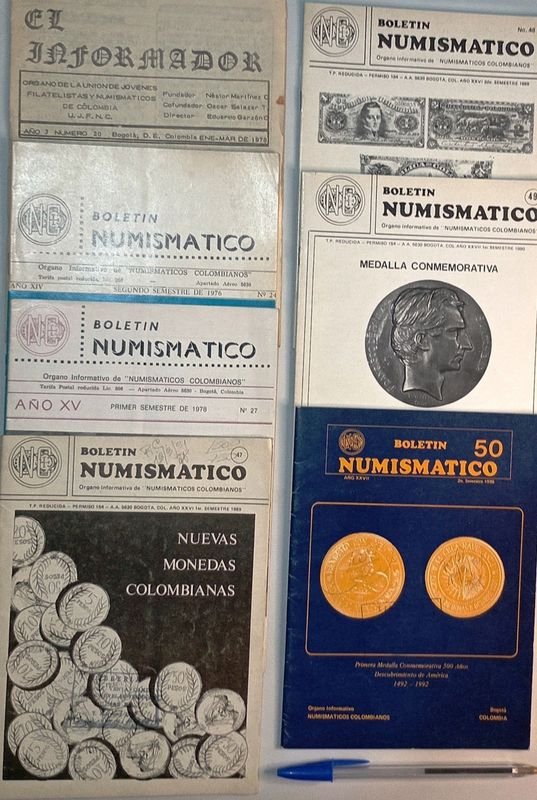 Lote de 7 Publicaciones: El Informador y Boletín Numismático (Colombia, 1970s-1990s)
