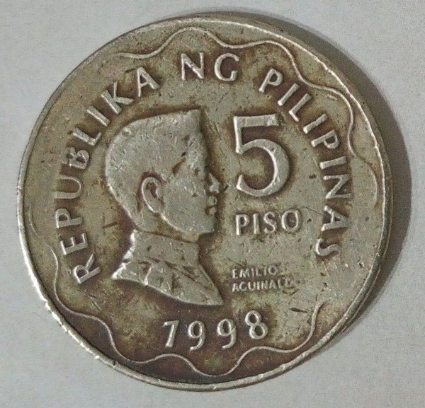 Moneda de 5 Piso de Filipinas - Año 1998 - imagen 1