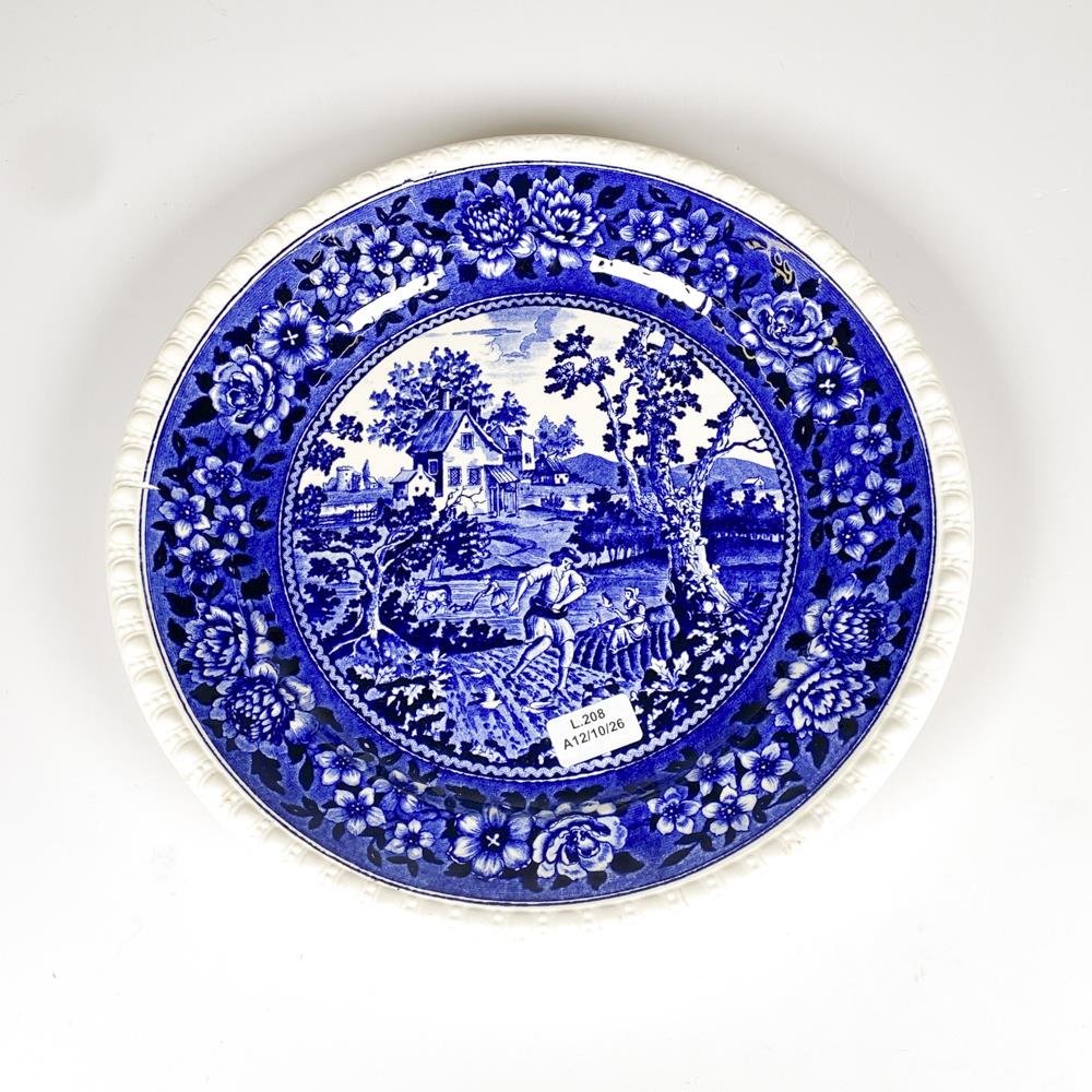 Plato de Loza Villeroy & Boch "Rusticana" Diseño Campestre Azul y Blanco