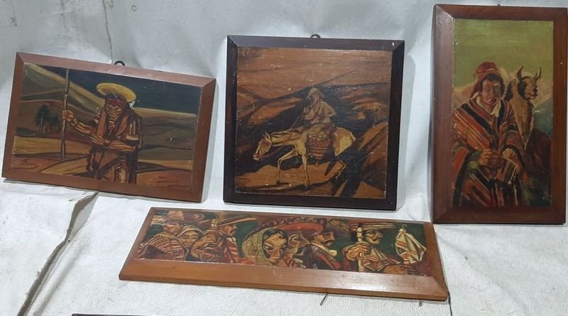Pinturas al óleo enmarcadas con cerámica - imagen 2