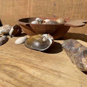 FUENTE DE PESCADO DE MADERA LLENA DE CARACOLES - imagen 3