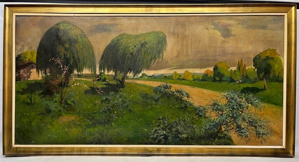 Lote siguiente: Pintura al óleo de paisaje de Mariano Felez