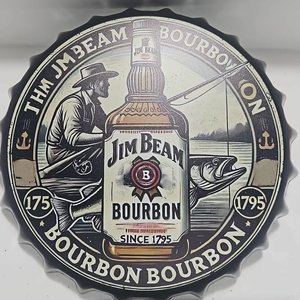 Cartel Decorativo Chapa Tapa Cerveza Jim Beam Bourbon - imagen 2