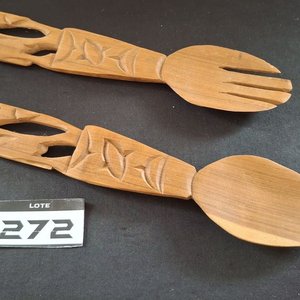 Lote de 2 Jarras de Aluminio de Corinthians y Santos, Set de Cubiertos de Ensalada y 2 Árboles Decorativos de Madera - imagen 7