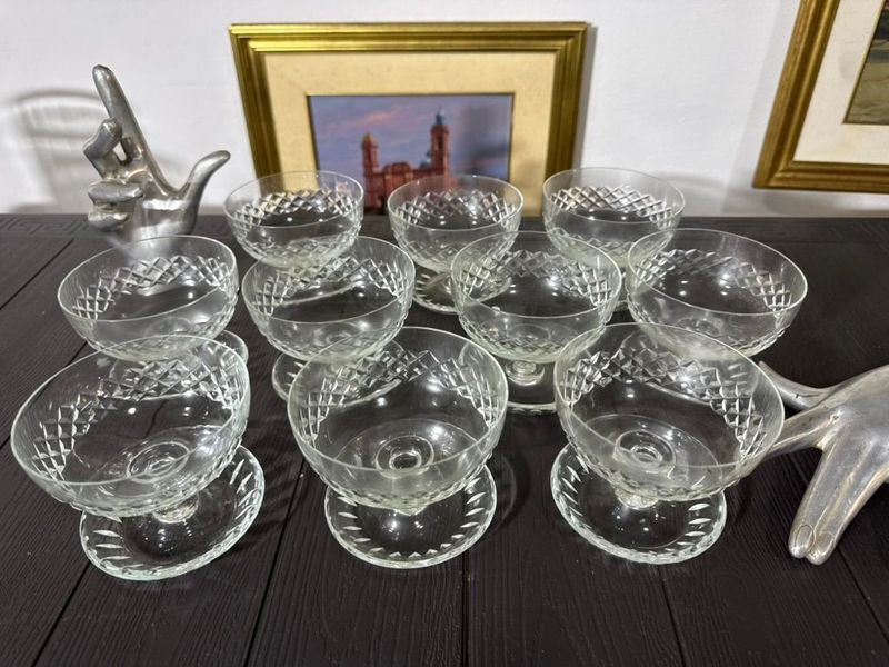 10 Copas de Postre en Cristal Tallado - imagen 3