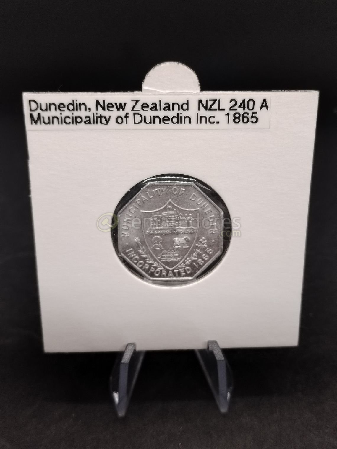 Token de Tranvía de la Municipalidad de Dunedin, Nueva Zelanda, 1865