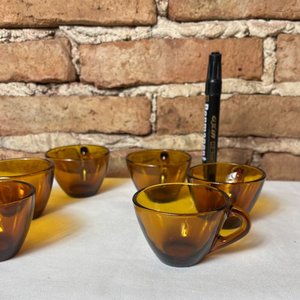 Juego de 6 Pocillos para Café de Vidrio Ámbar Antiguos - imagen 7