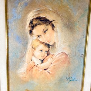 Cuadro "Dama y Niño" con marco, medidas 33x47 cm - imagen 2