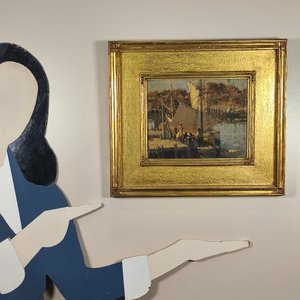 Oleo "Fish Stories" de Frederick J. Mulhaupt, Escena Marina con Marco Dorado - imagen 10