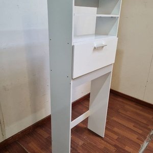 Escritorio Mural Compacto Blanco Minimalista con Estantes y Tapa Rebatible - imagen 3