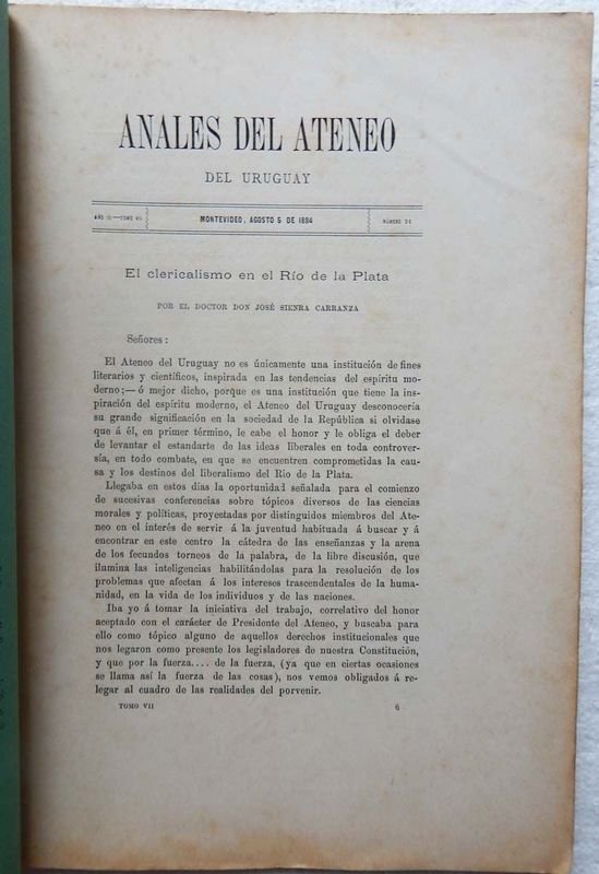 Revista Anales Del Ateneo Del Uruguay, una publicación mensual de 1884 - imagen 2