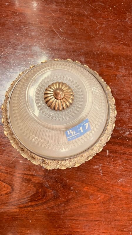 VINTAGE PLAFON VIDRIO Y BRONCE - Artículo de vidrio y bronce antiguo - imagen 2