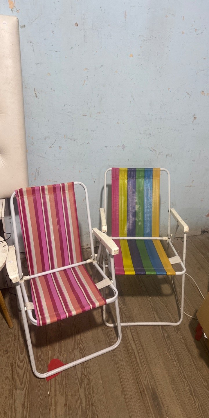 Juego de 2 Sillas de Playa Plegables Rayadas