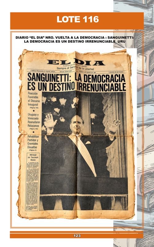 Diario "El Día" sobre la Vuelta a la Democracia y Sanguinetti