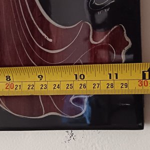 Pintura Persa Lacada "Dama con Velo Rojo" sobre Madera - imagen 5
