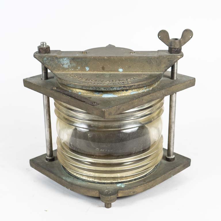 Farol de barco vidrio y bronce para decoración - imagen 1