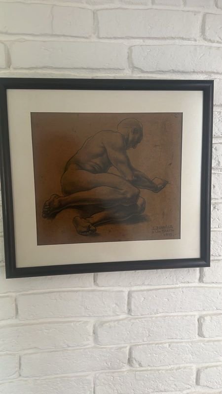 Dibujo de Figura Humana de Juan Zorrilla de San Martín, Ex Colección China Zorrilla