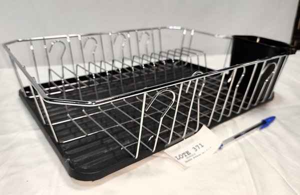 Escurridor Cromado con Bandeja Plástica Negra, Nuevo
