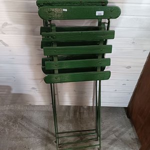 Par de Sillas Plegables Antiguas de Metal y Madera Color Verde - imagen 7