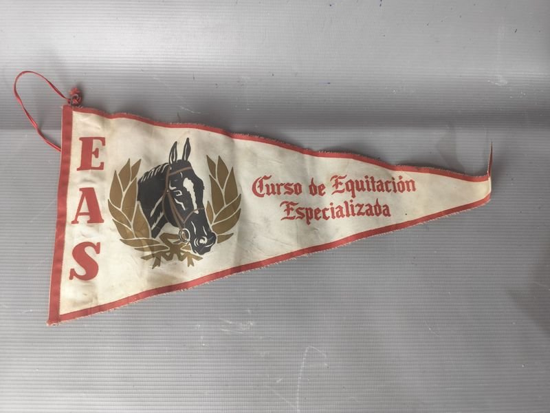 Banderín Militar Antiguo "Curso de Equitación Especializada" Escuela Ejército