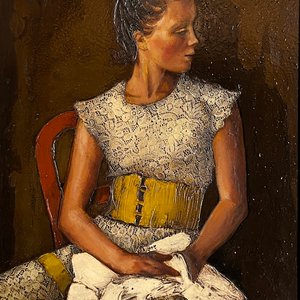 Obra "Joven de Perfil" de Ángel Tejera, Acrílico sobre Fibra, 1973 - imagen 1