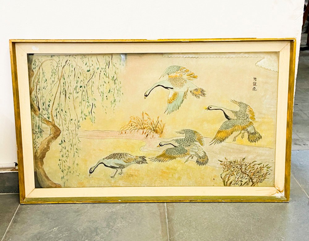 Lote anterior: Pintura oriental de aves sobre papel