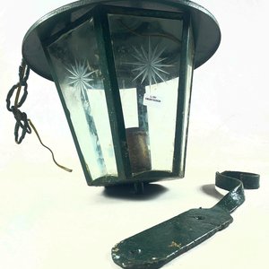Farol Verde de Chapa con Vidrio Grabado - 31 cm - imagen 3