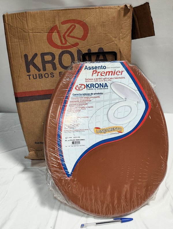Lote X 6 Asientos de Inodoro con Tapa, Modelo Grande, Marrones