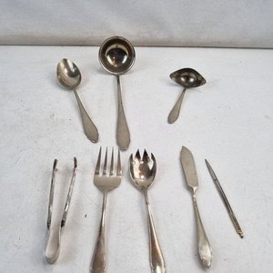 Juego de 8 Piezas de Vajilla en Alpaca Plateada: Cuchara, Cucharón y Más - imagen 2