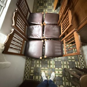 Juego de 6 Sillas de Madera con Asiento Tapizado Marrón - imagen 13