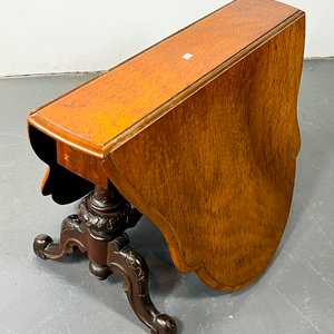 Mesa Plegable Victoriana Tablero Ondulado Raíz y Caoba - imagen 4