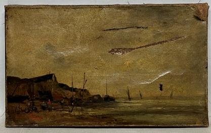 Óleo "Personaje en la Costa" sobre Tela - 25 x 40 cm - imagen 1