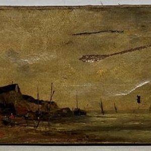 Óleo "Personaje en la Costa" sobre Tela - 25 x 40 cm - imagen 1