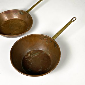 Juego de Dos Sartenes de Cobre y Bronce - imagen 3