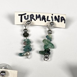 Tres Pares de Aros Colgantes con Piedras Naturales: Turmalina y Lapislázuli - imagen 3