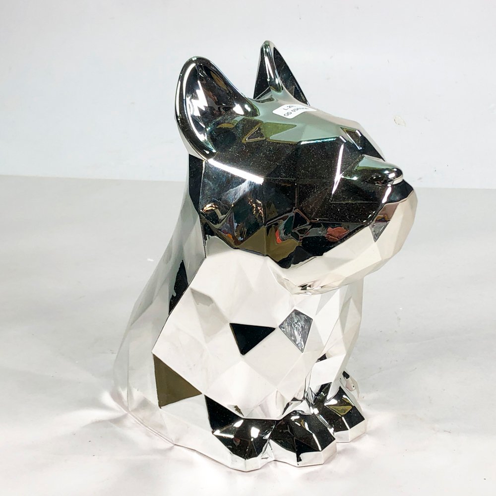 Figura plateada de busto de gato - imagen 2