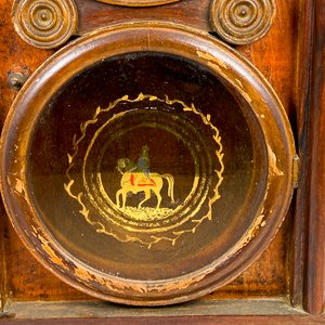 Reloj de Pared Antiguo con Caja de Madera y Vidrio Decorado - imagen 3